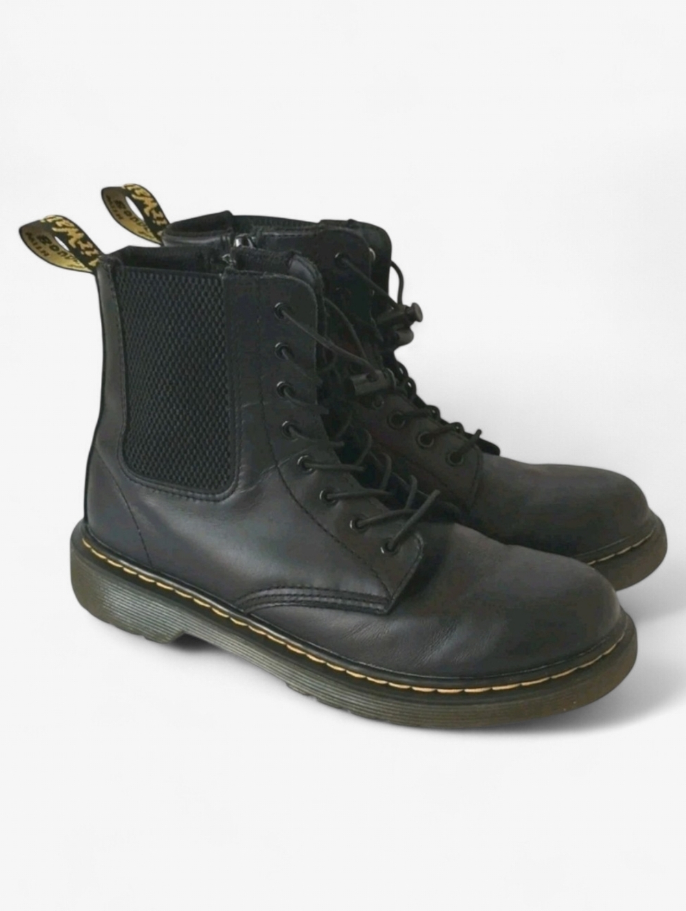 Dr Martens 1460 Harper J Boots Youth 4 Black Leather Combat Zip
